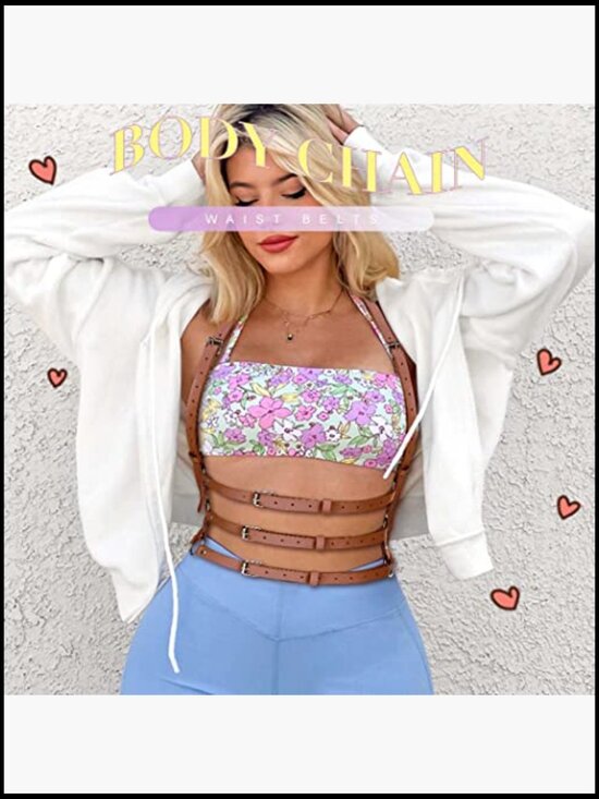 Punk Leather Body Harness Adjustable Goth Rave Festival Fashion Accessory main image 6